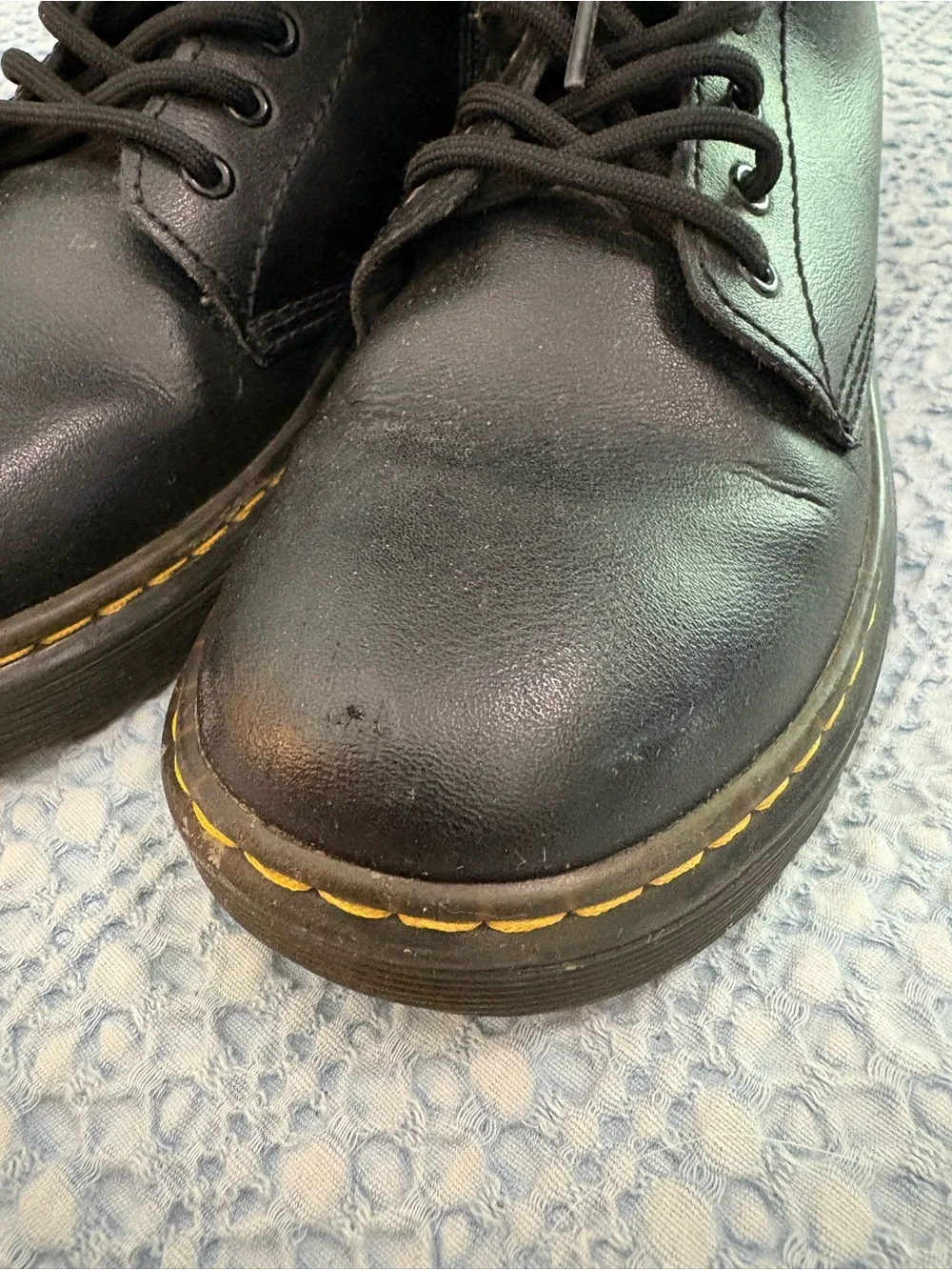 Dr. Martens Zavala J Youth Side Zip Combat Boots Black Yellow Stitching Size 4